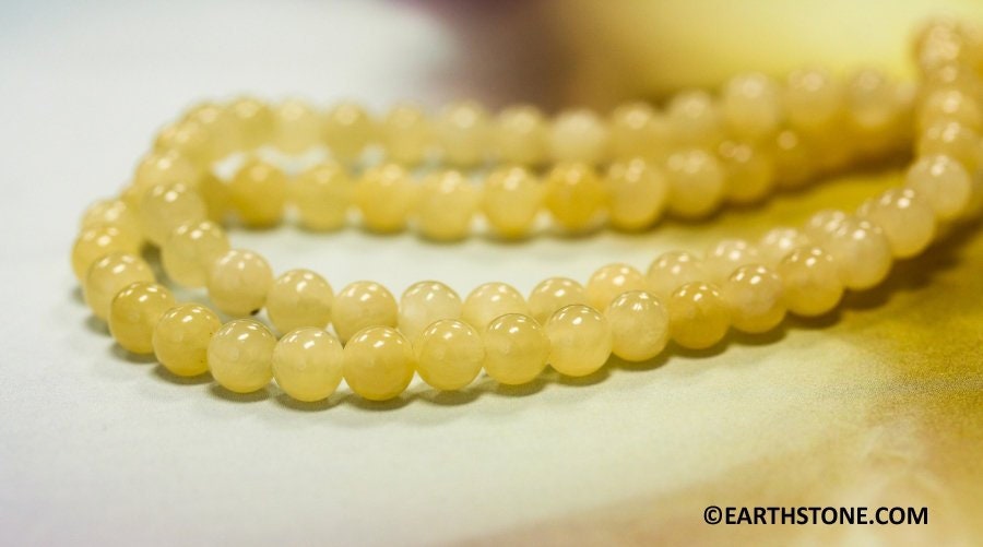 S-m/ Yellow Calcite 6.5mm/ 8mm Round Beads  15.5" Strand Calcite Round Beads Smooth Calcite Round Gemstone For Mala And Jewellery Making