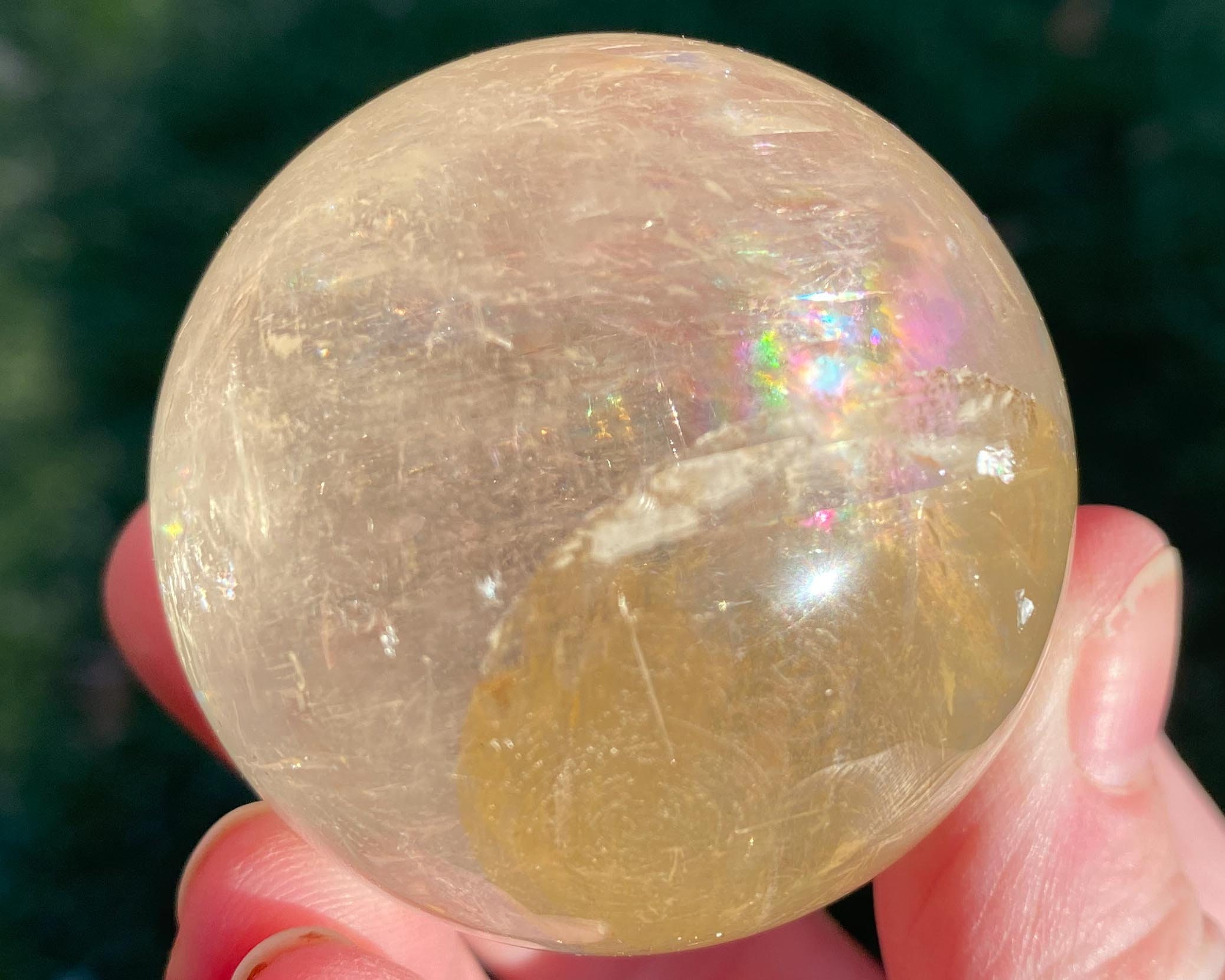 1.8" Optical Calcite Sphere With Rainbows Clear Iceland Spar #3