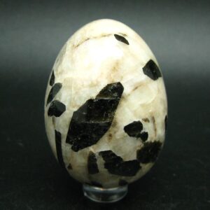 Canadian Treasure From The Earth!! Rare Black Fluoro-richterite Fluororichterite On White Calcite Egg From Ontario, Canada - 2.2"