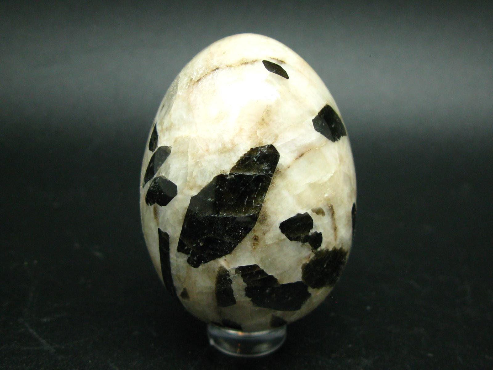 Canadian Treasure From The Earth!! Rare Black Fluoro-richterite Fluororichterite On White Calcite Egg From Ontario, Canada - 2.2"