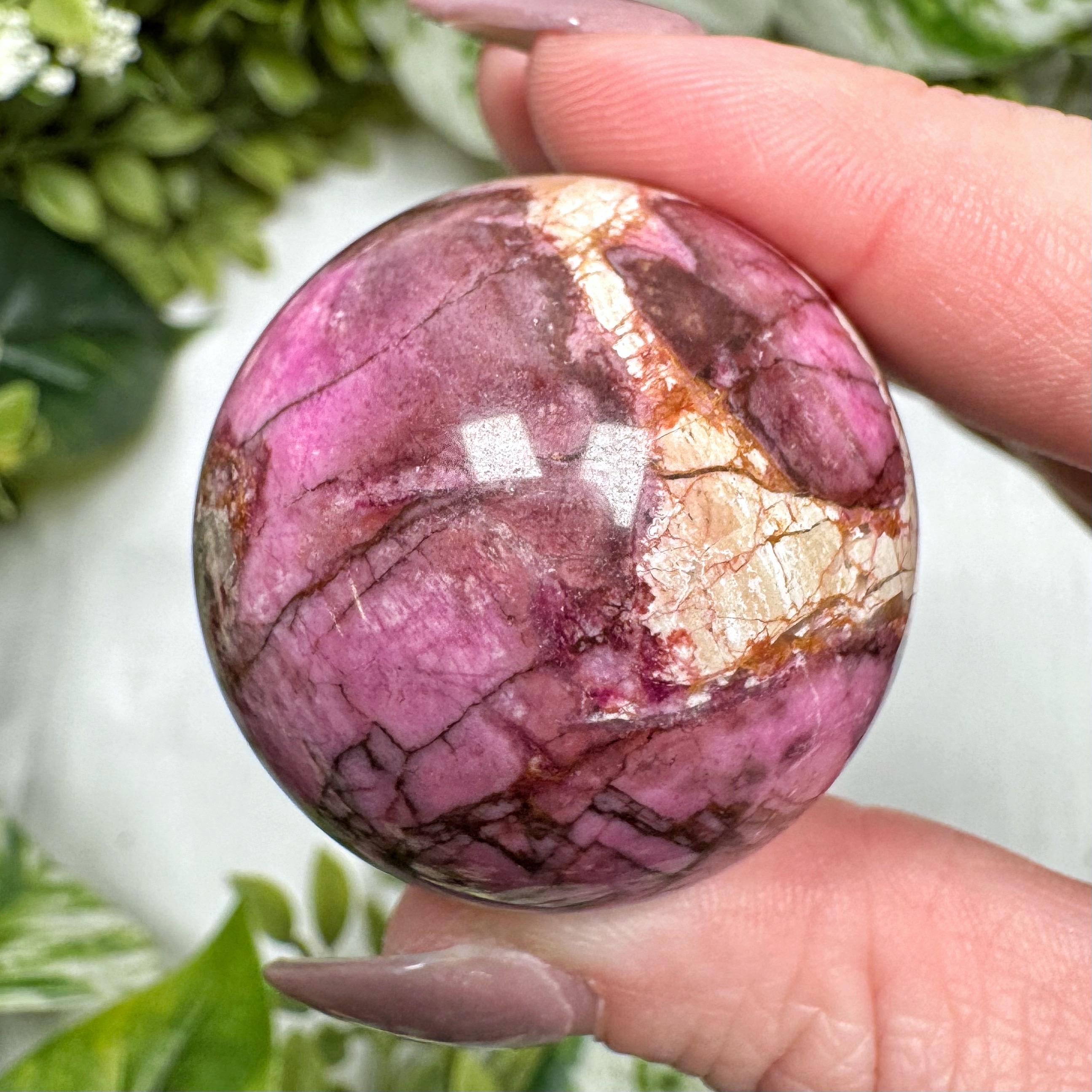 Cobaltoan Calcite Sphere | 66g | - #12 (polished Pink Crystal Ball, Heart Chakra, Healing Stone, Compassion)