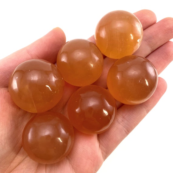 Honey Calcite Sphere | Orange Crystal Ball, Polished Natural Gemstone Orb