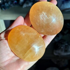 Large Honey Calcite Palm Stone Large Honey Calcite Palm Stone
