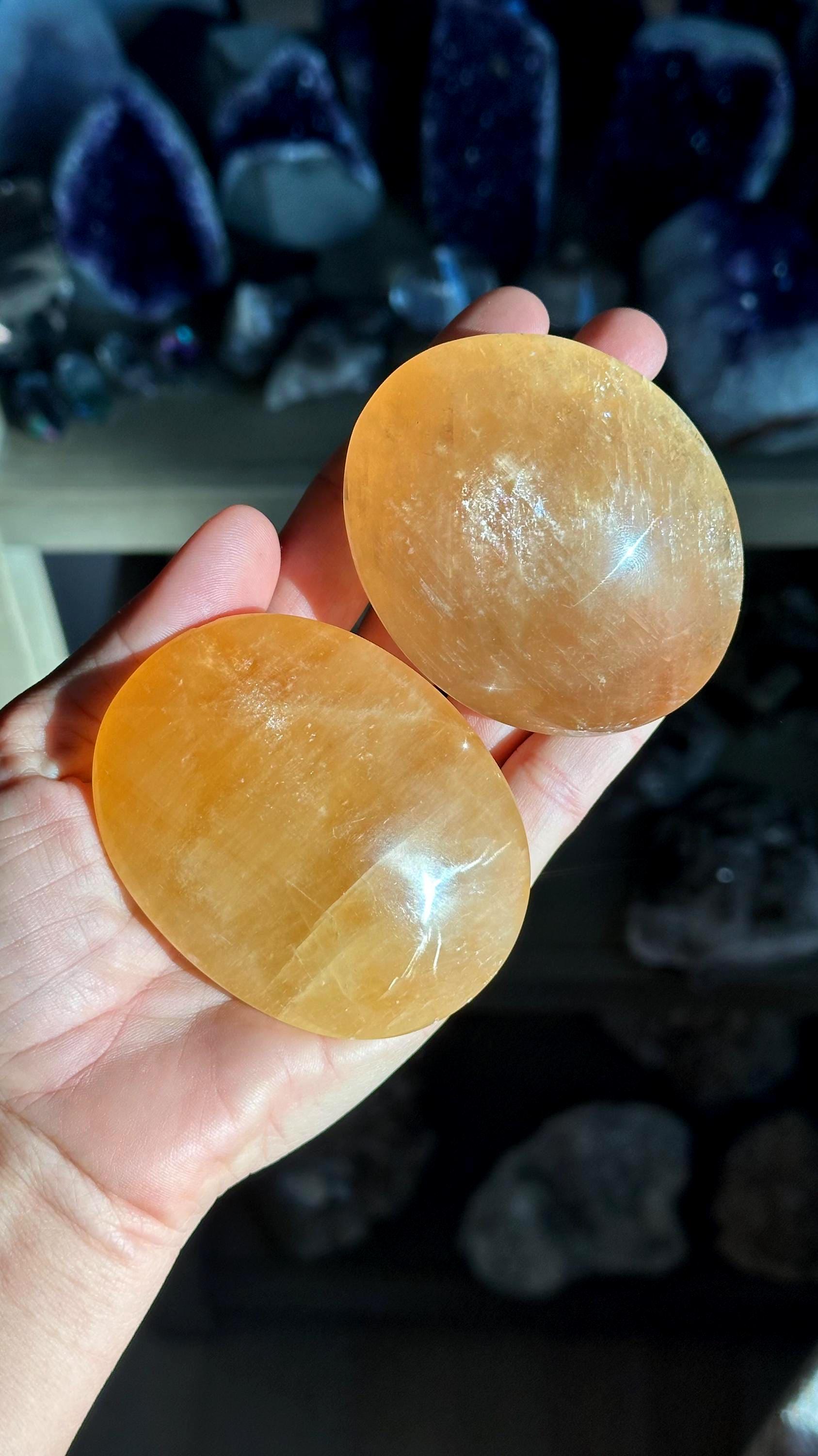Large Honey Calcite Palm Stone