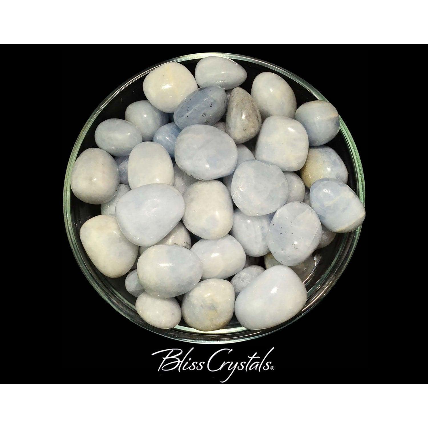 1 Large Blue Calcite Tumbled Stone Medicine Bag #bc11