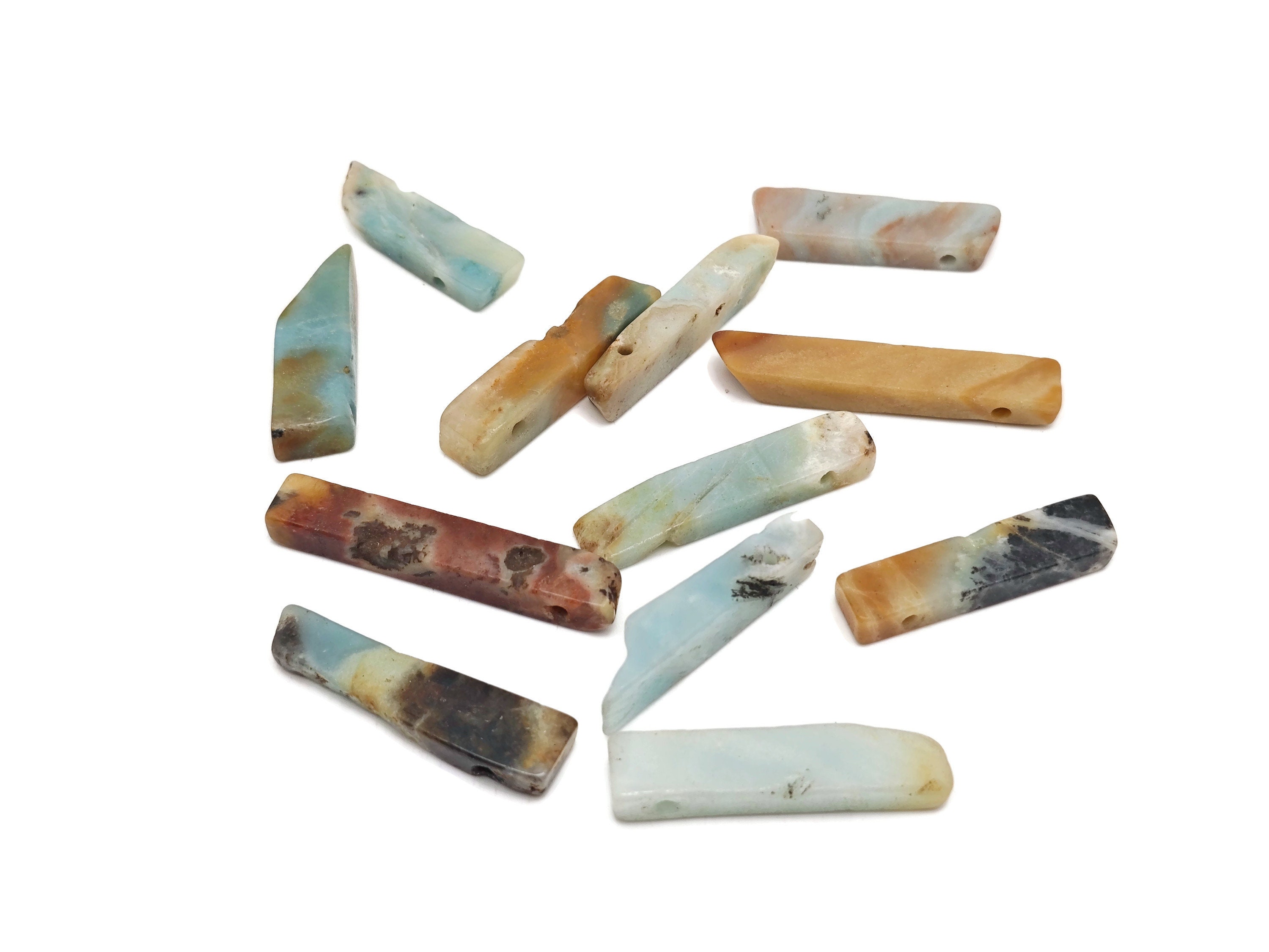 Caribbean Calcite Drilled Tumbled Stones - Rectangle Hole Tumbled Stone - Making Jewelry Cytsals - Bulk Stones - Nc1674