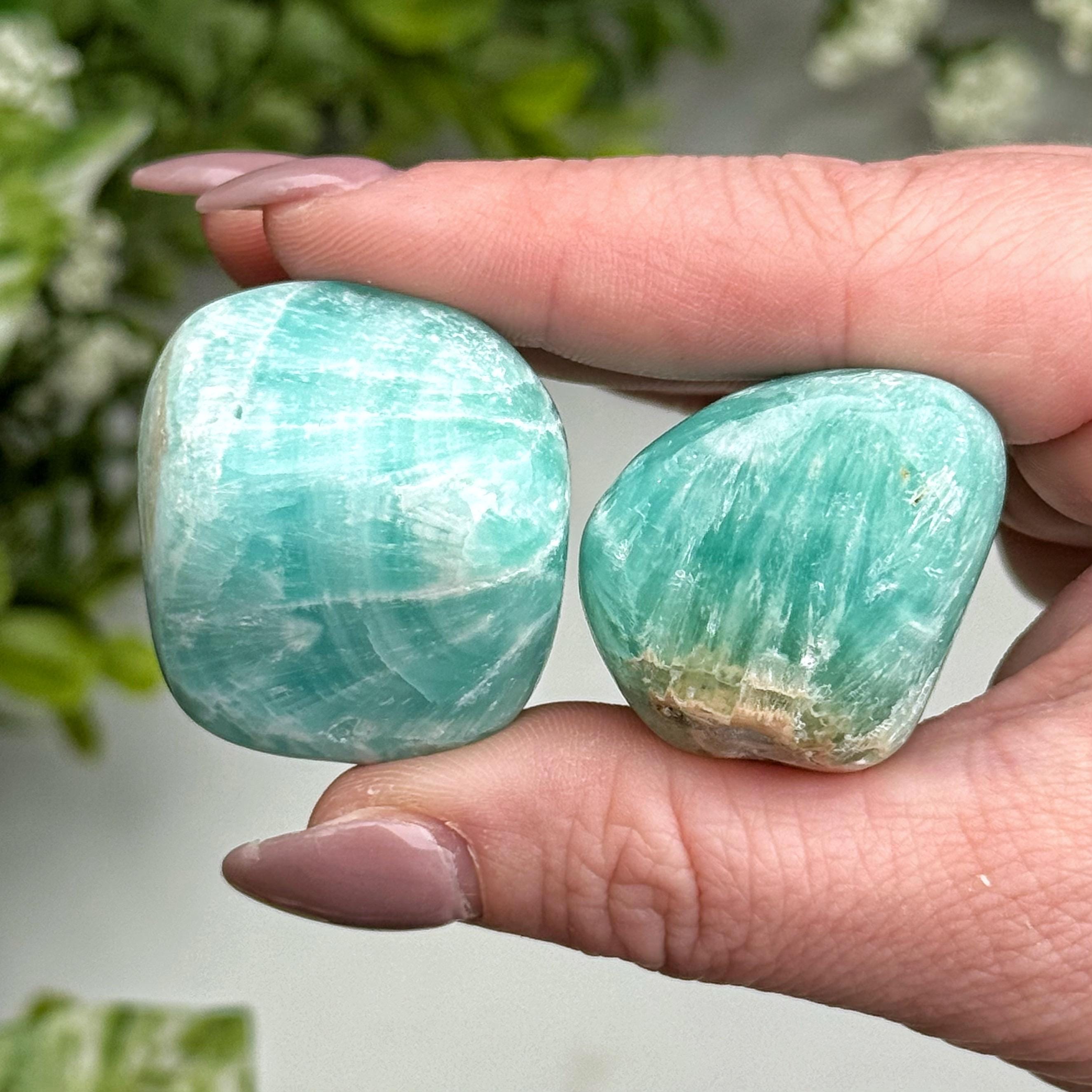 Caribbean Calcite Tumble | S, M, L | - No. 307 (polished Blue Crystal Pocket Stone, Throat Chakra, Healing Stone)