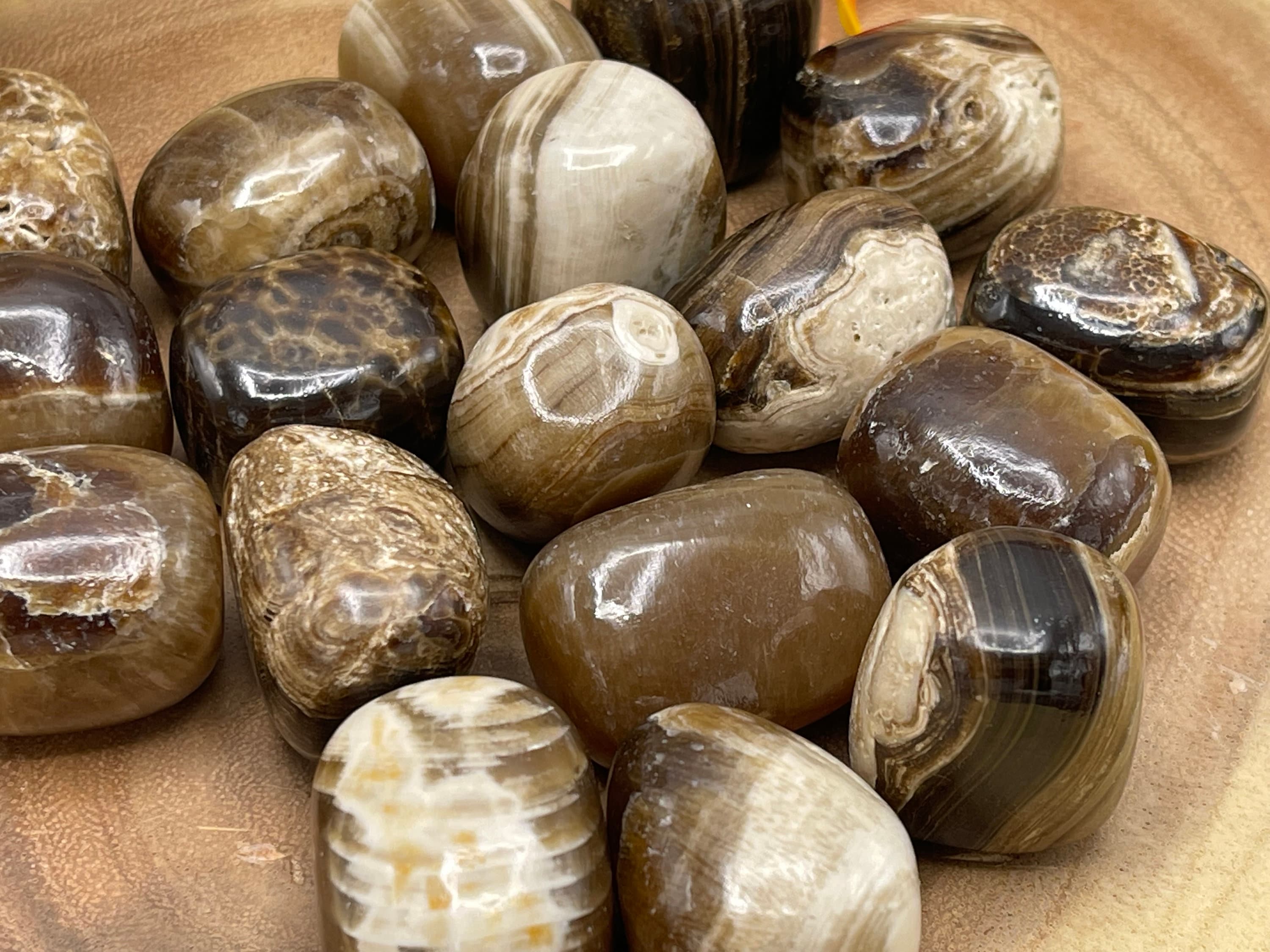 Coffee Calcite Tumbled Stone, Root Beer Chocolate Calcite Tumbled Rocks