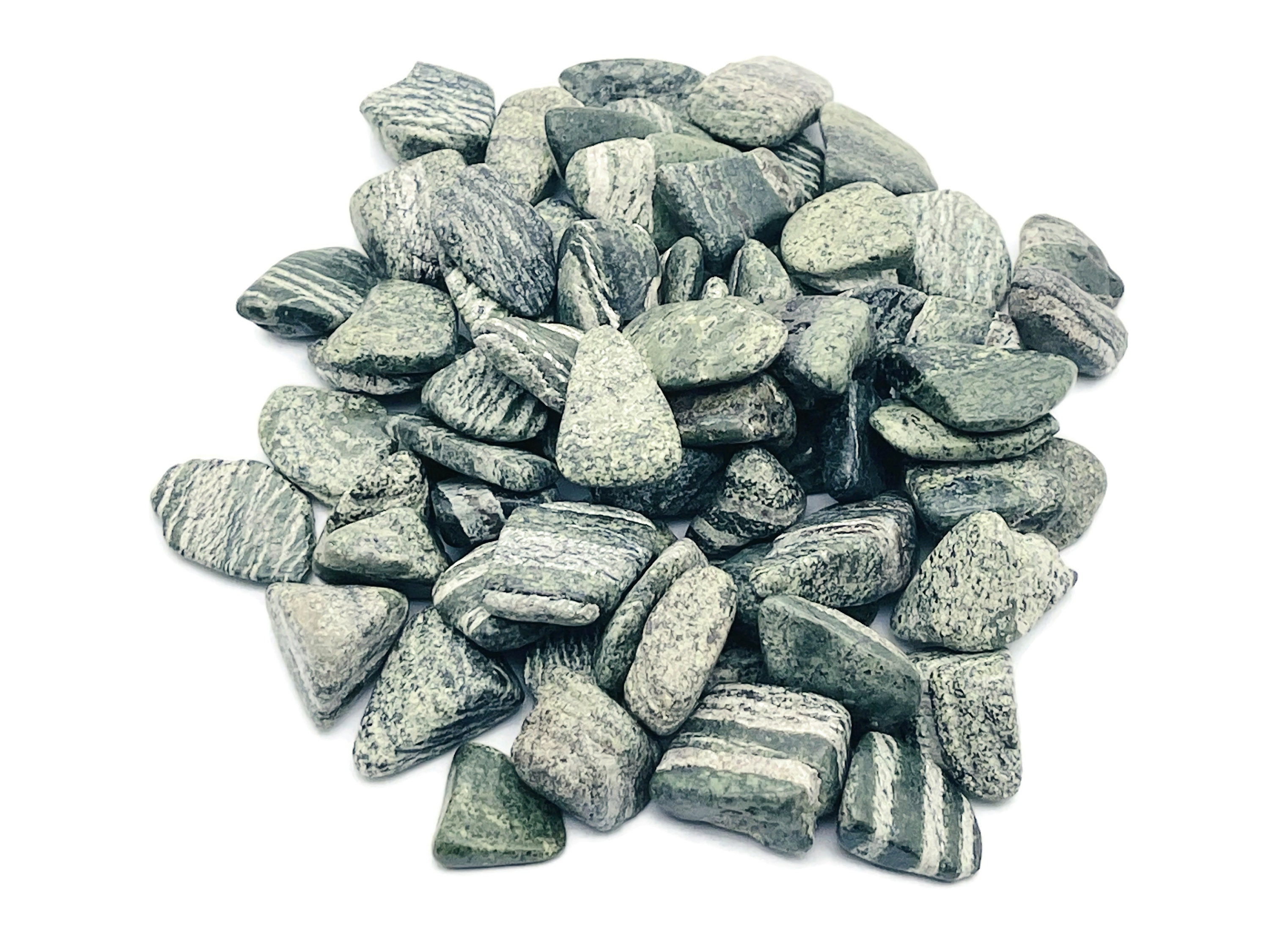 Green Zebra Calcite Chips – Gemstone Chips – Crystal Semi Tumbled Chips - Bulk Crystal - 10-20mm - Cp1237