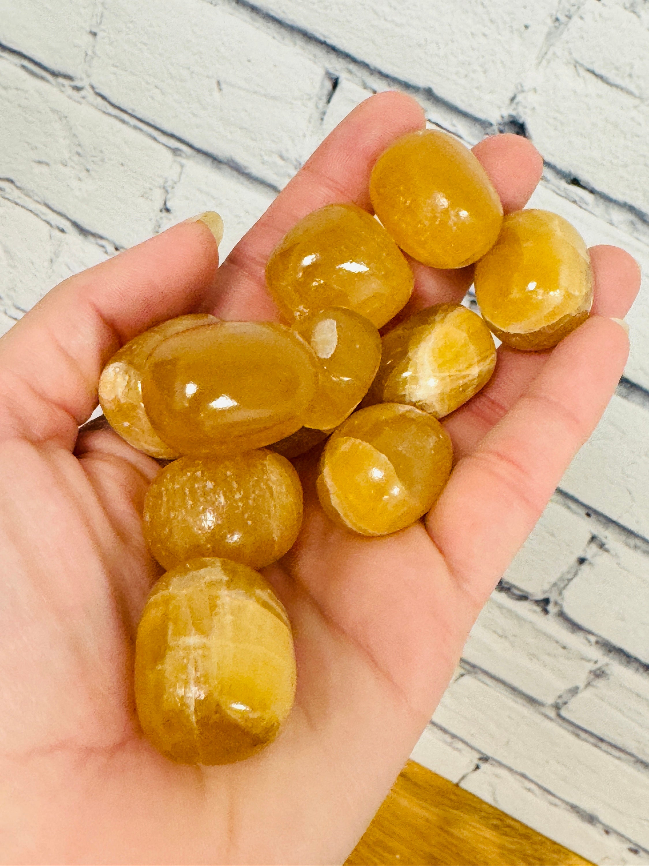 Honey Calcite Tumbled Stone, Citrine Crystal Calcite Tumbled Stones, Polished Healing Crystals & Stones