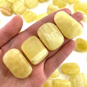 Lemon Calcite Tumbled Stone | Polished Yellow Crystal Pocket Worry Stone (sacral Chakra)