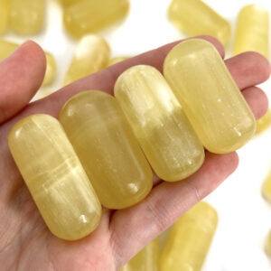 Lemon Calcite Worry Stone | Yellow Polished Tumbled Crystal Lingam (Sacral Chakra)