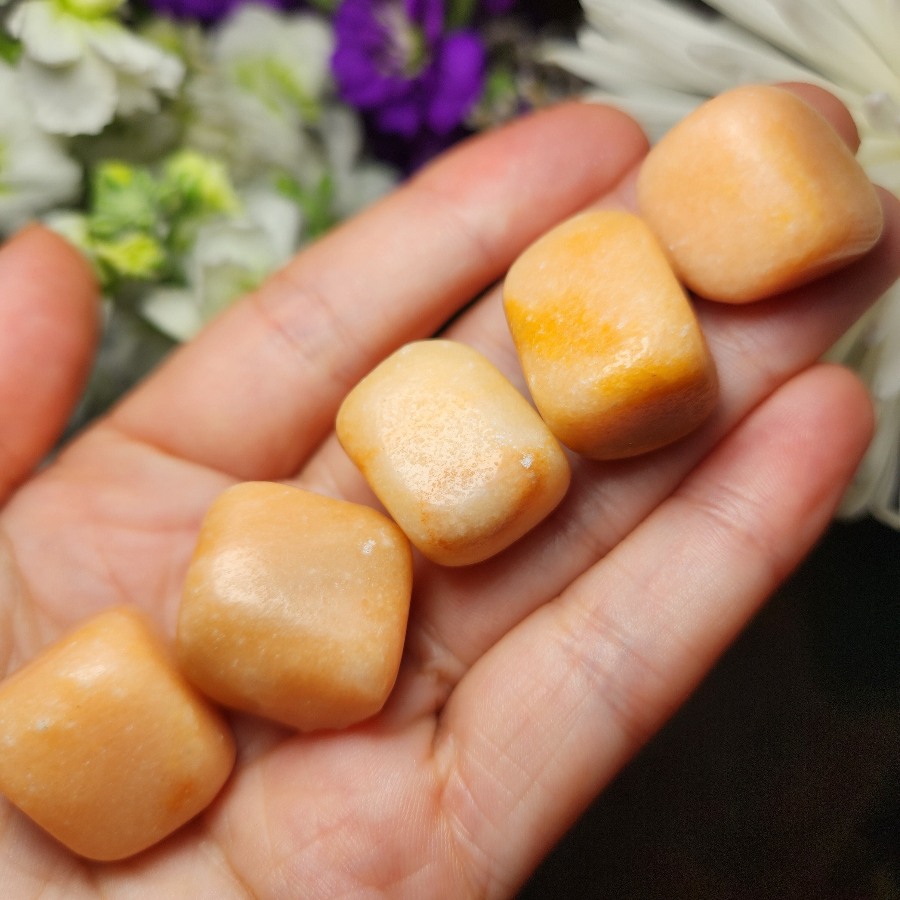 Tumbled Peach Calcite Crystal: Polished Calcite Stone