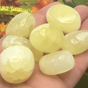Pineapple Calcite Tumbled Stones, Lemon Calcite Tumbled Crystals