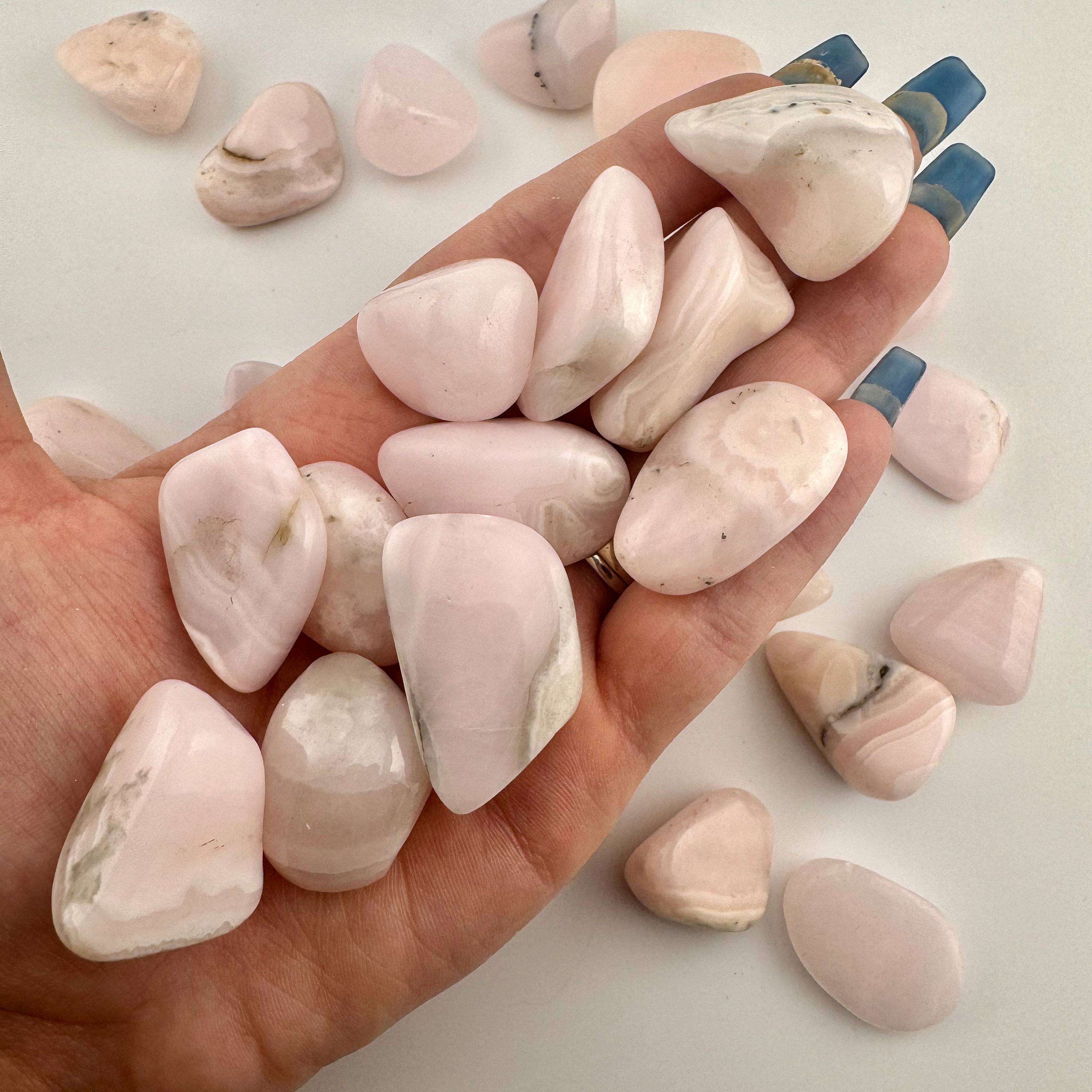 Pink Mangano Calcite Tumble, Tumbled Mangano Calcite, Polished Mangano Calcite, Uv Reactive Calcite, T-148