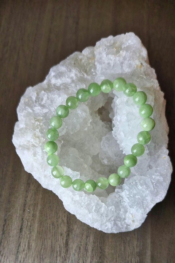 Calcite Verte - Bracelet En Calcite Verte- En Perles De 8mm Calcite Verte - Bracelet En Calcite Verte- En Perles De 8mm