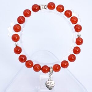 8mm Red Carnelian Beads Bracelet Grade Aaa Genuine Natural Round Gemstone 6" With A Heart Charm Bulk Lot Options (106802h-078)