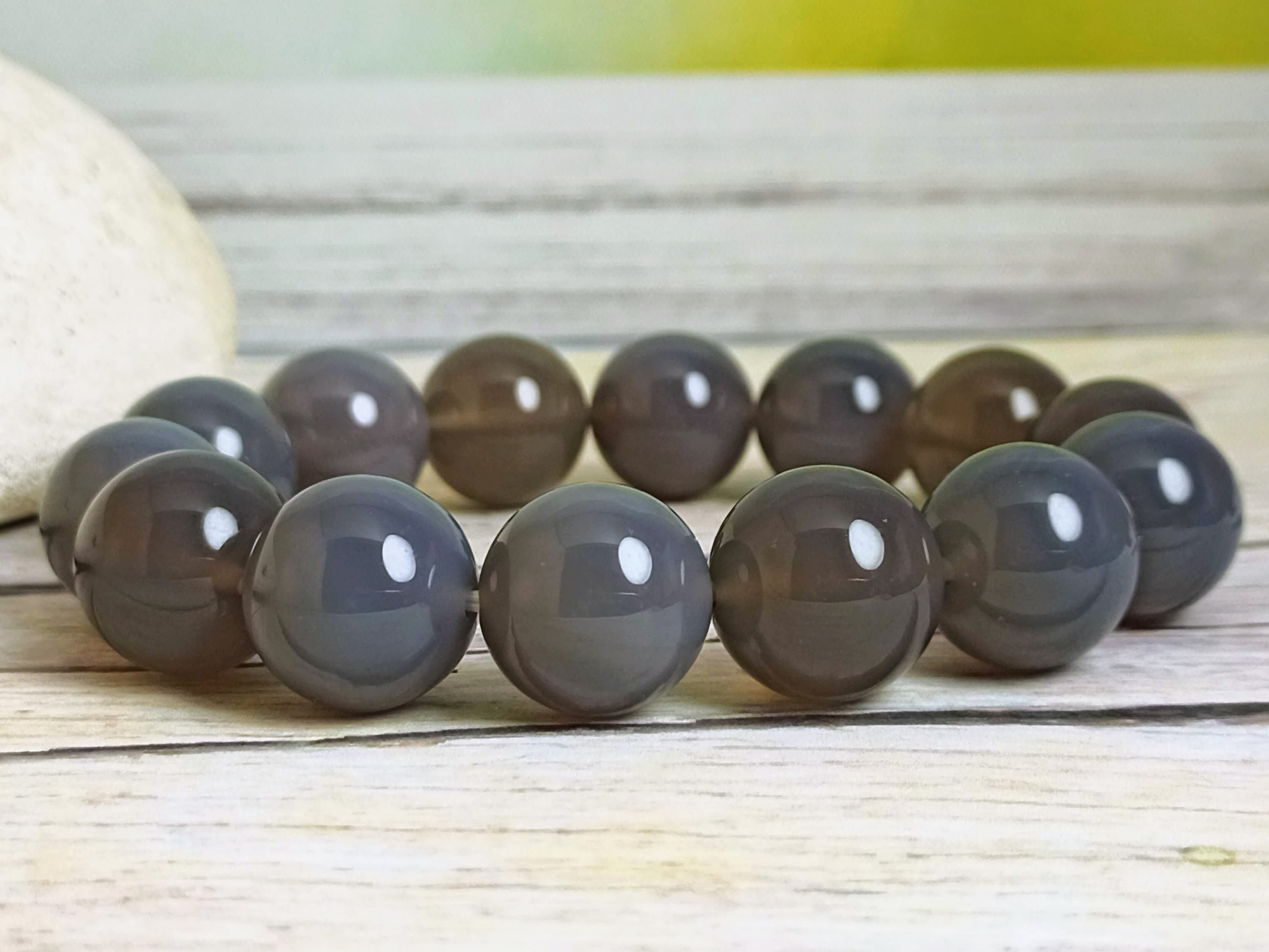Chunky Carnelian Stone Bracelet: Grey Crystal Healing Jewelry