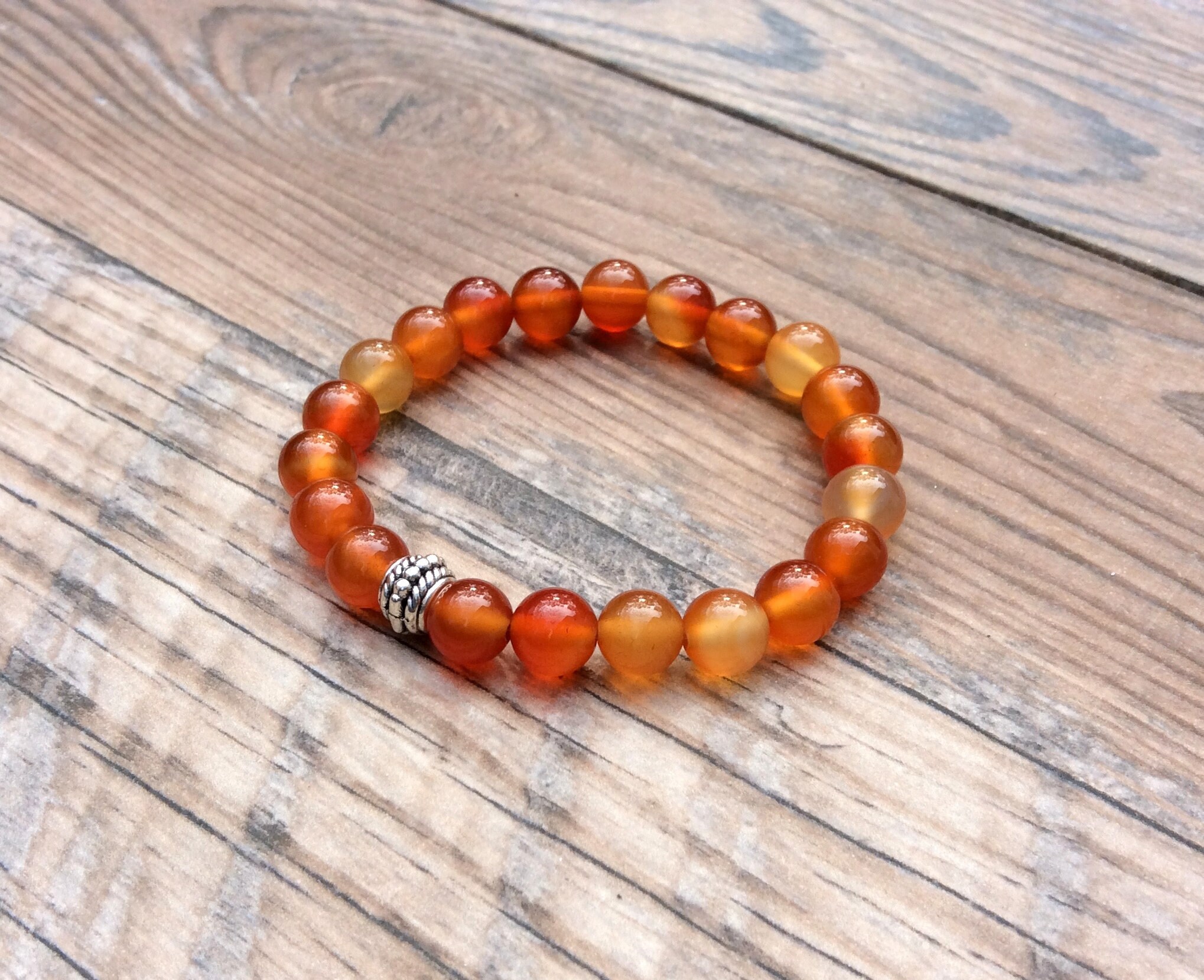 Elegant Orange Carnelian Crystal Bracelet - Stretch Design