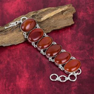 Carnelian Gemstone Bracelet, 925 Sterling Silver Jewelry, Adjustable Bracelet, Gemstone Bracelet, Handmade Jewelry, Anniversary Gifts