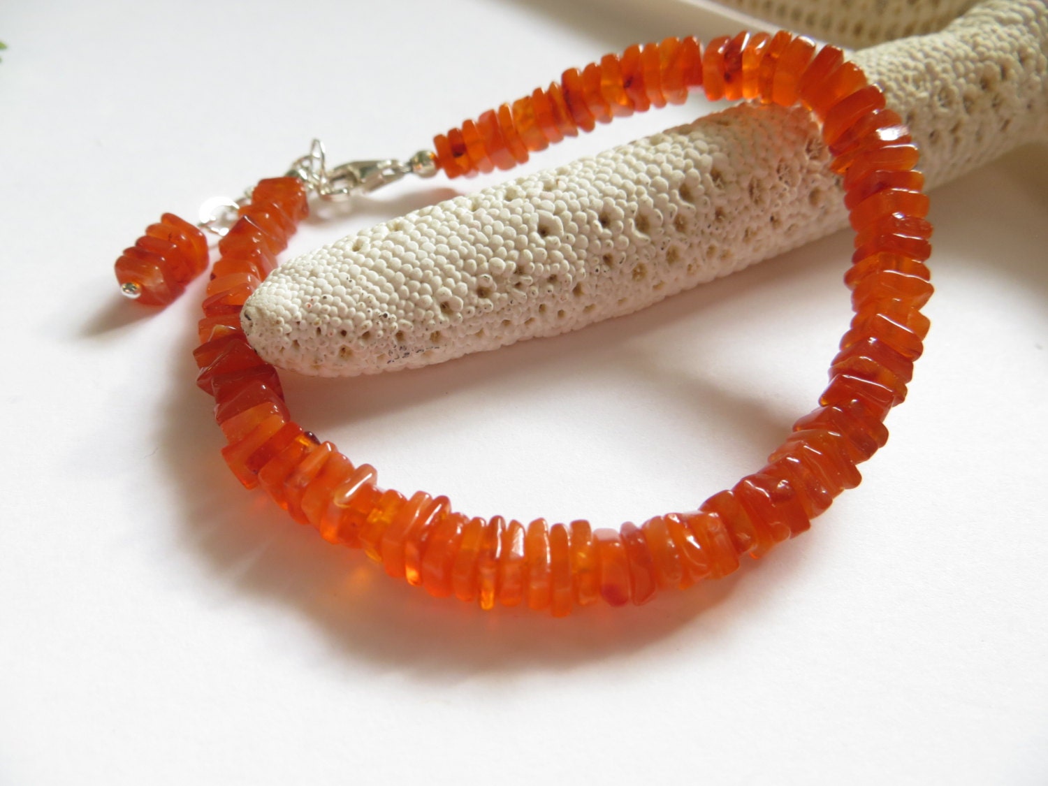 Carnelian Gemstone Bracelet, Sterling Silver, Adjustable Friendship Bracelet