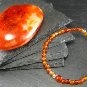 Carnelian Genuine Bracelet ~ 7 Inches ~ 4mm Round Beads