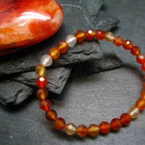 Carnelian Genuine Bracelet ~ 7 Inches ~ 6mm Facetted Beads
