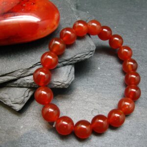 Carnelian Genuine Bracelet ~ 7 Inches ~ 10mm Round Beads
