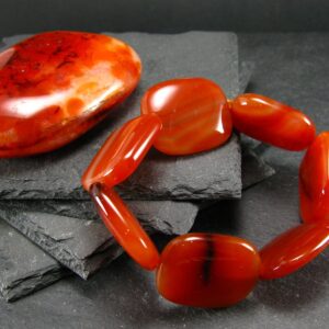 Carnelian Genuine Bracelet ~ 7 Inches ~ 27mm Squared Beads