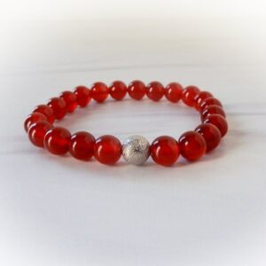 Genuine Carnelian Bracelet • Carnelian Beaded Gemstone Stretch Bracelet • Carnelian Stacking Bracelets • Beaded Gemstone Bracelets