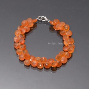 Handmade Carnelian Bracelet – Faceted Pear Gemstone Jewelry, 8 Inch