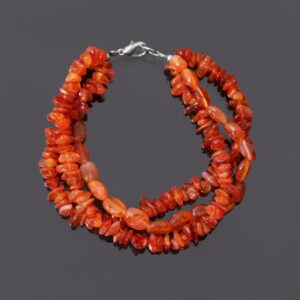 Handmade Carnelian Gemstone Beaded Bracelet, Orange Carnelian Raw Chips And Smooth Oval Beads Bracelet, Multi Strand Bracelet, Gift For Her