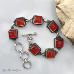 Handmade Carnelian Bracelet: Sterling Silver Boho Jewelry