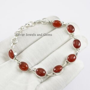 Natural Carnelian Bracelet, 925 Sterling Silver Wedding Bracelet, Handmade Bracelet For Women, Carnelian Bracelet, Gift For Wife