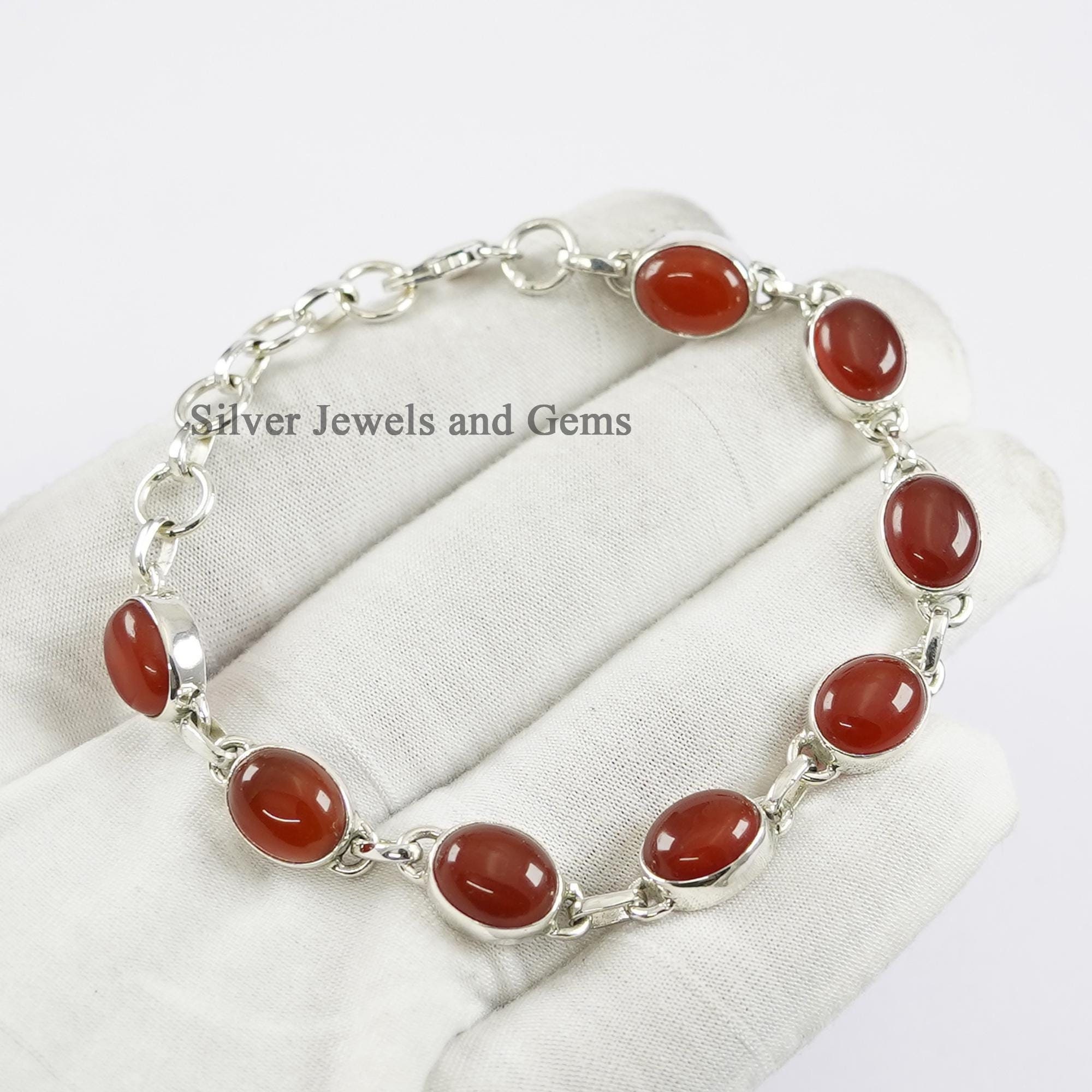 Natural Carnelian Bracelet, 925 Sterling Silver Wedding Bracelet, Handmade Bracelet For Women, Carnelian Bracelet, Gift For Wife