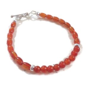 Orange Bracelet - Carnelian Gemstone Jewelry - Sterling Silver Jewellery - Dainty