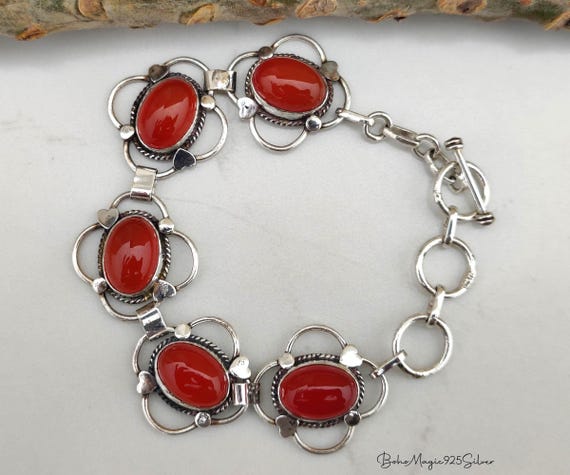 Orange Carnelian Bracelet: Handmade 925 Sterling Silver Gemstone Jewelry
