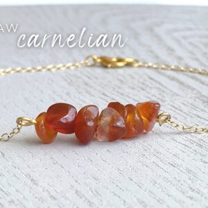 Raw Carnelian Anklet Silver Or Gold Carnelian Jewelry, Red Crystal Anklet, July Birthstone Bracelet For Her, Chakra Jewelry Red Gemstones