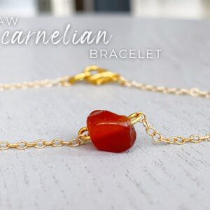 Raw Carnelian Bracelet Carnelian Crystal Bracelet Gold Filled, Sterling Silver Orange Gemstone Bracelet, July Birthstone Bracelet For Women