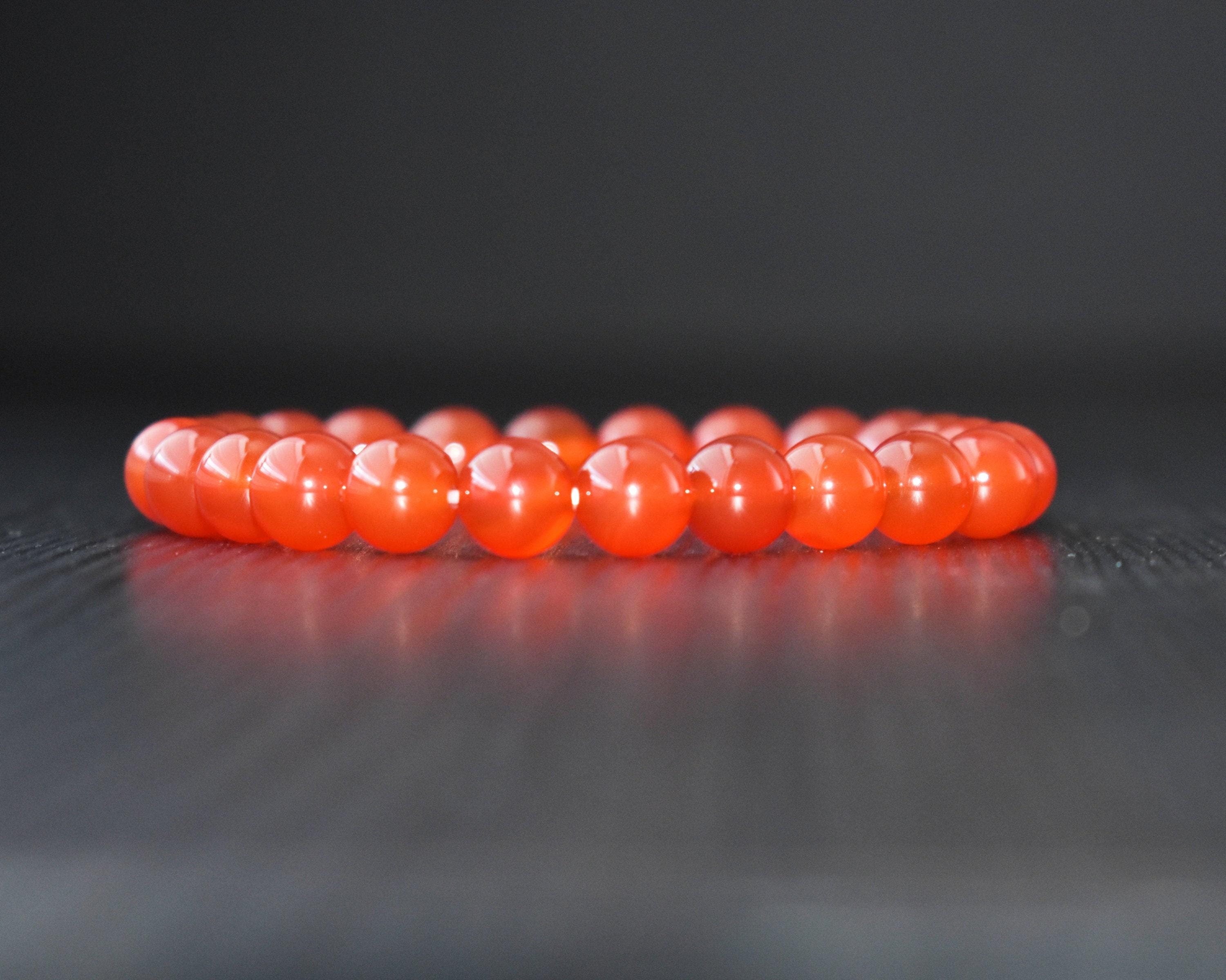 Red Carnelian Beaded Bracelet, Bright Orange / Red For Your Style
