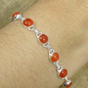 Red Carnelian Sterling Silver Bracelet: Adjustable Gemstone Jewelry Red Carnelian Sterling Silver Bracelet: Adjustable Gemstone Jewelry