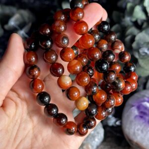Carnelian Sardonyx Bead Bracelet, 10mm