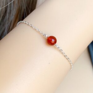 Small Carnelian Bracelet For Women, Red Crystal Stacking Bracelet Gold, Silver Orange Carnelian Stone Bracelet Closeout July Birthstone Gift