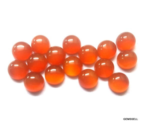 10 Aaa Orange Carnelian Cabochons: 5mm Round Gemstones
