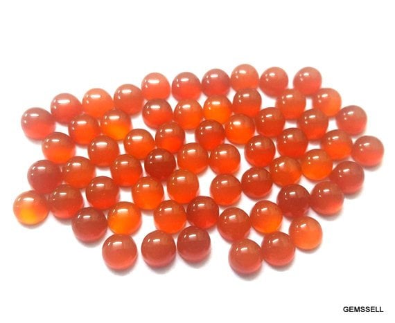 10 Aaa Orange Carnelian Cabochons: Round Flat Gemstones (6-10mm)