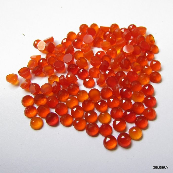4mm Carnelian Rosecut Cabochons: Aaa Orange Gemstones (10 Pieces)