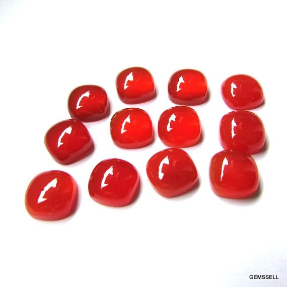 Aaa Orange Carnelian Cabochon: 10mm Cushion Gemstone