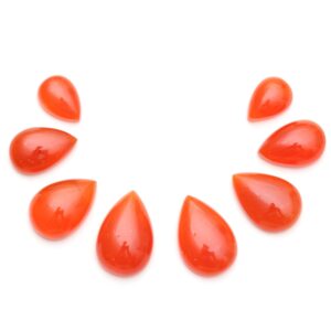 AAA Quality Natural Carnelian Smooth Pear Cabochon Gemstone | 10x14 mm to 15x22 mm | Gemstone Cabochon | Set of 8 Pieces
