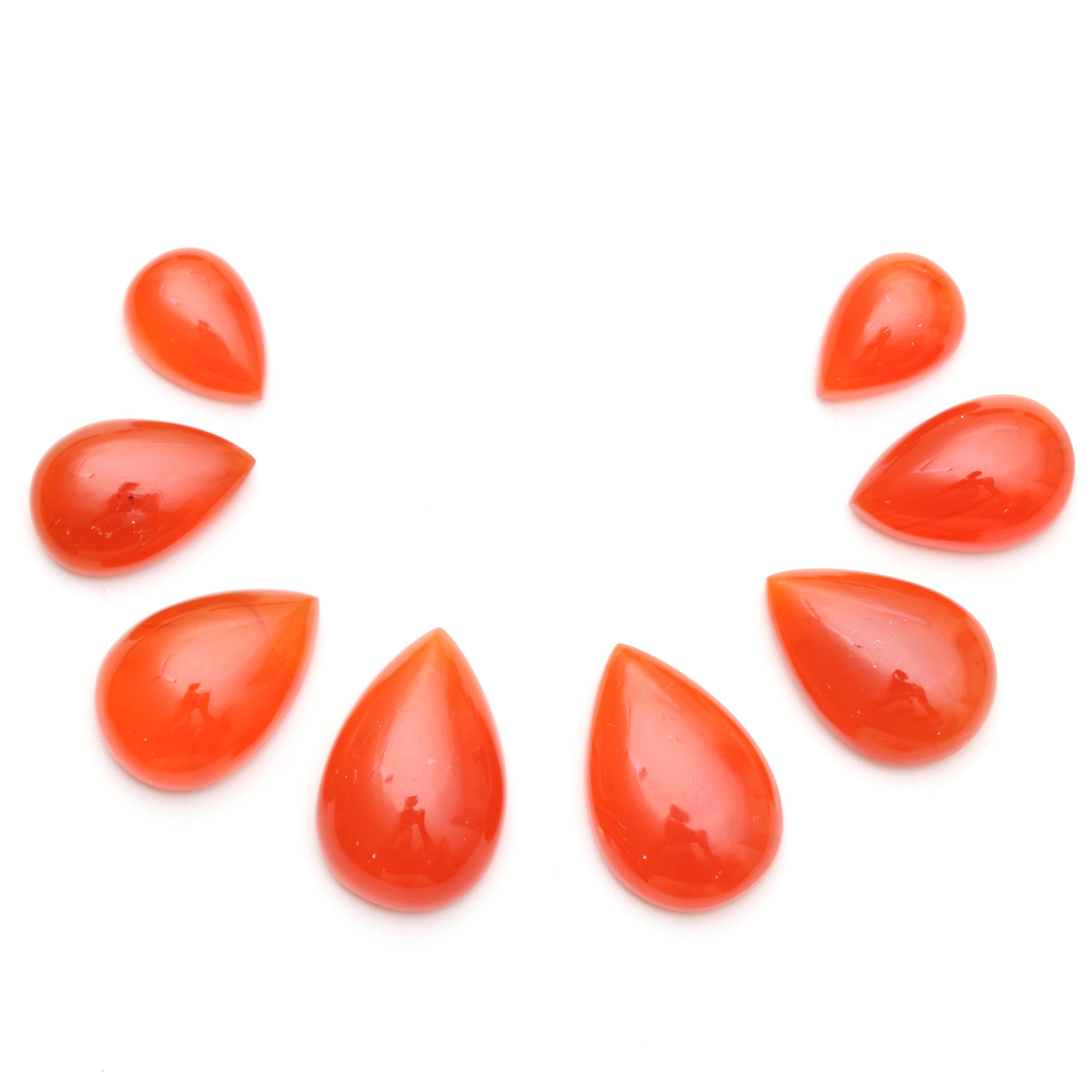 Aaa Quality Natural Carnelian Smooth Pear Cabochon Gemstone | 10x14 Mm To 15x22 Mm | Gemstone Cabochon | Set Of 8 Pieces
