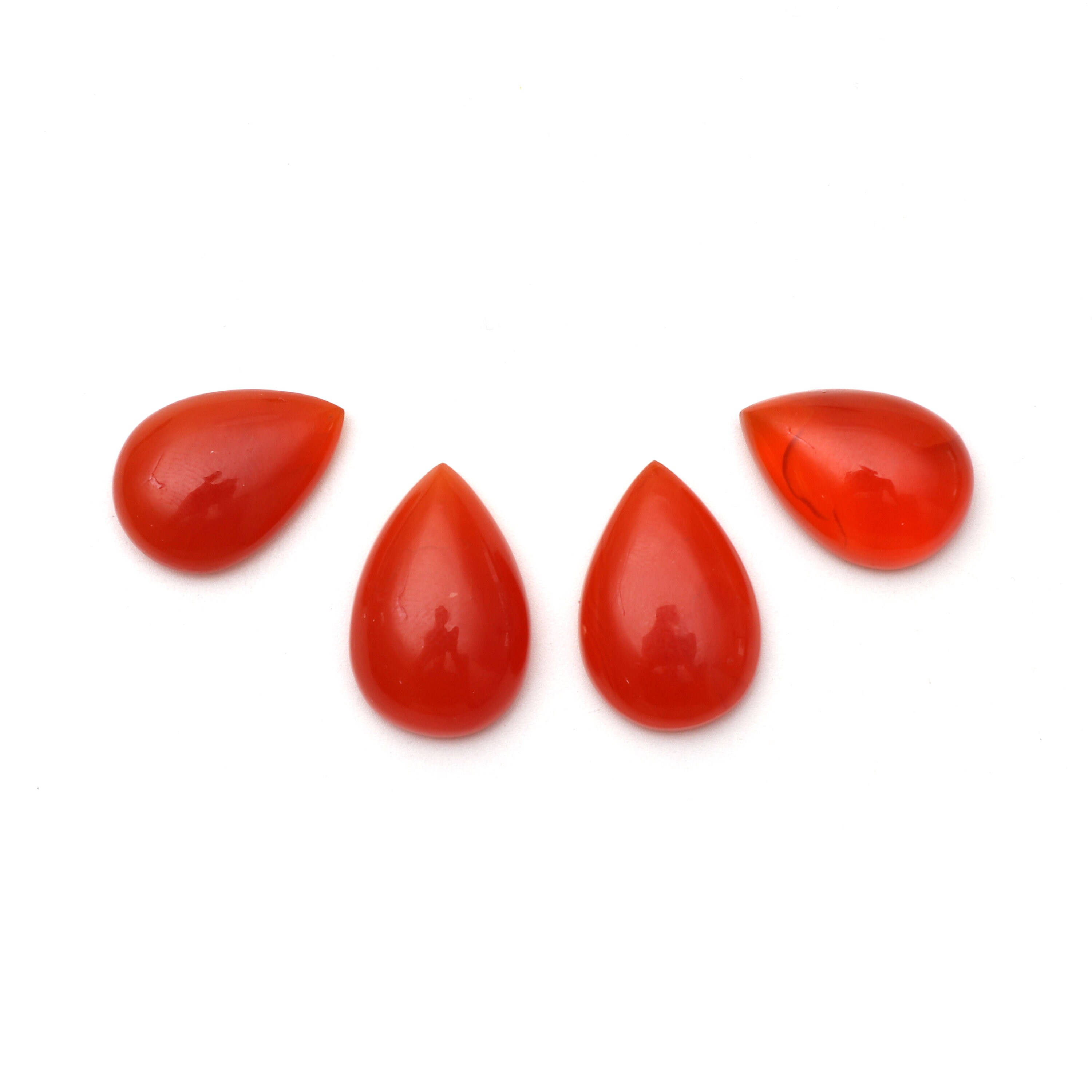 Aaa Quality Natural Carnelian Smooth Pear Cabochon Gemstone | 14x20 Mm To 15x22 Mm | Gemstone Cabochon | Set Of 4 Pieces